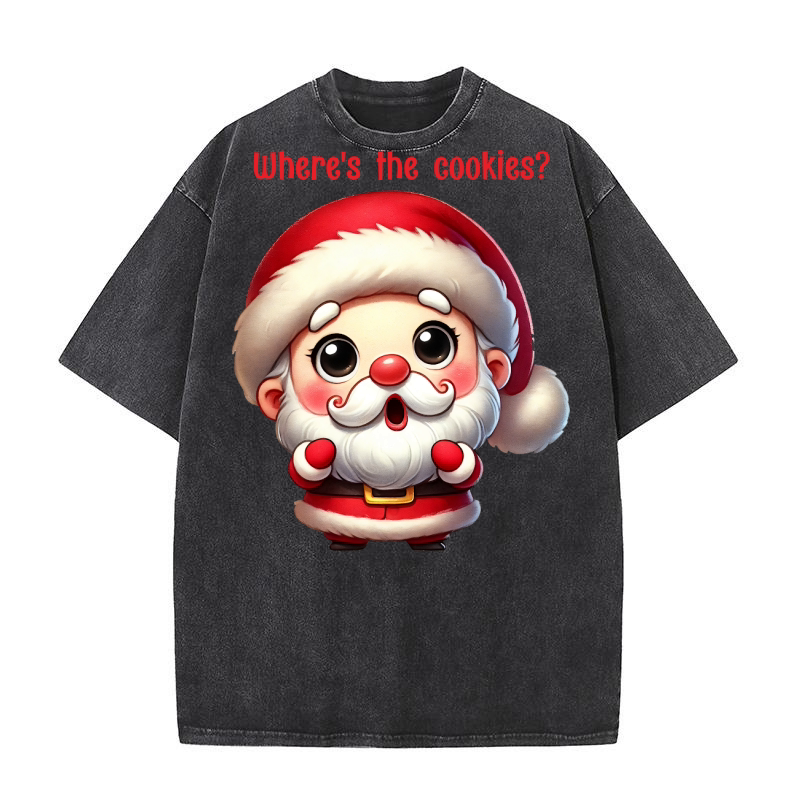 Christmas quotes Funny Santa shocked Washed T-Shirt