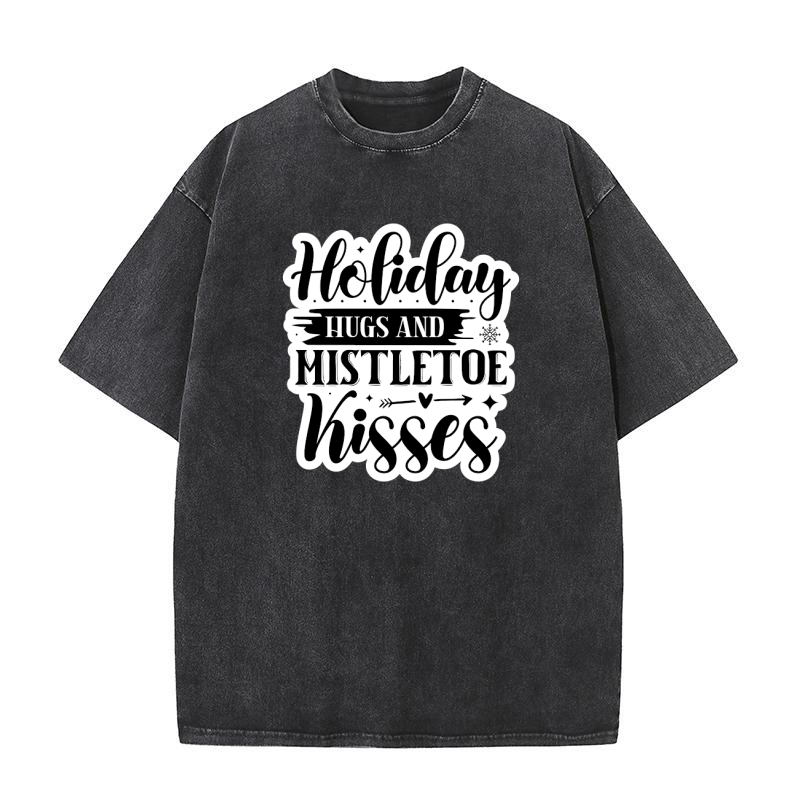 Holiday Hugs And Mistletoe Kisses Washed T-Shirt