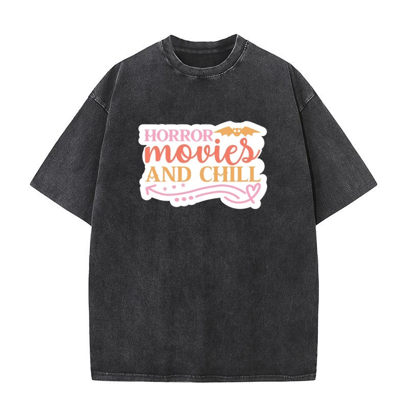 Horror movies and chill Washed T-Shirt