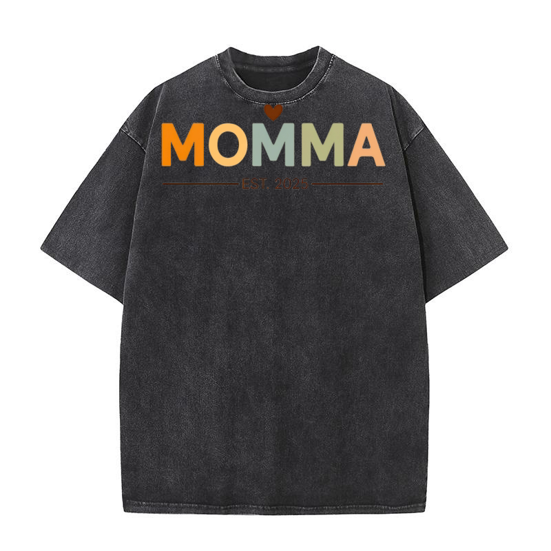 Momma EST 2025 Washed T-Shirt