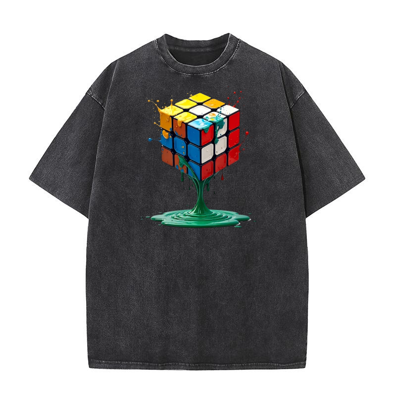 Playful Rubiks Cube Illustration Washed T-Shirt