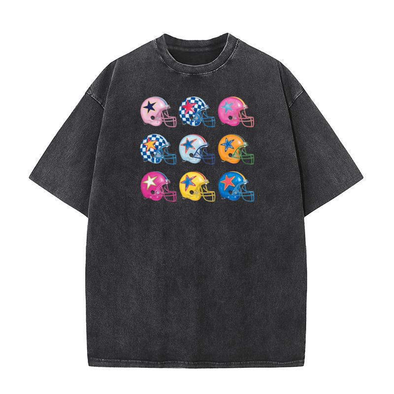 Trendy Girly Football Helmets Washed T-Shirt