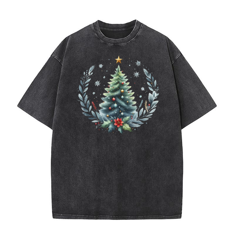 Watercolor Christmas tree Clipart Washed T-Shirt