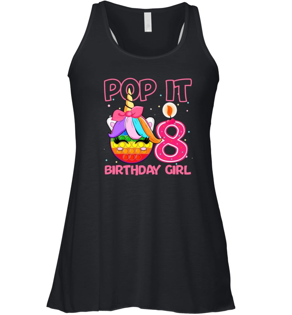 Birthday Girl Pop It 8th Birthday Unicorn Fidget Women's Flowy Tank Top