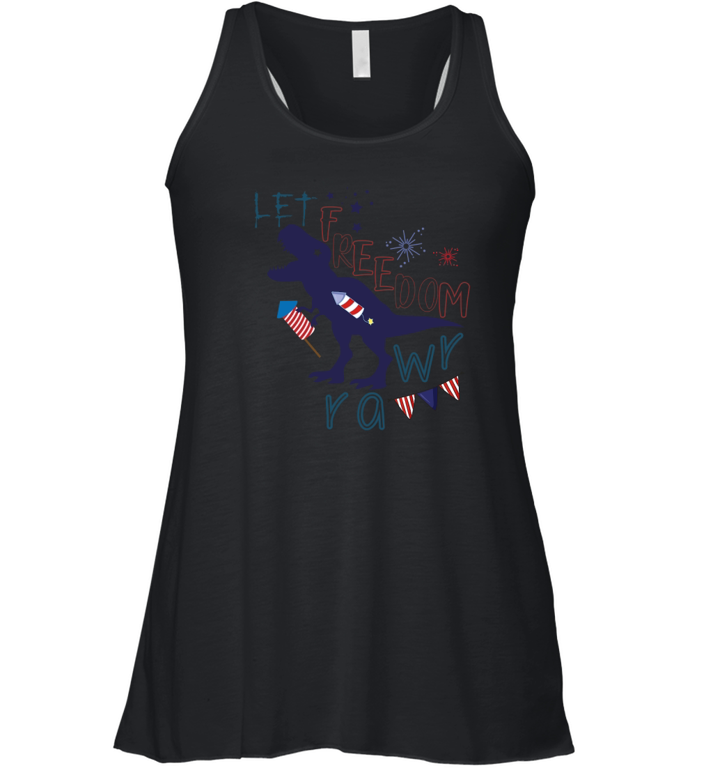 Let Freedom Rawr Dinosaur USA Women's Flowy Tank Top