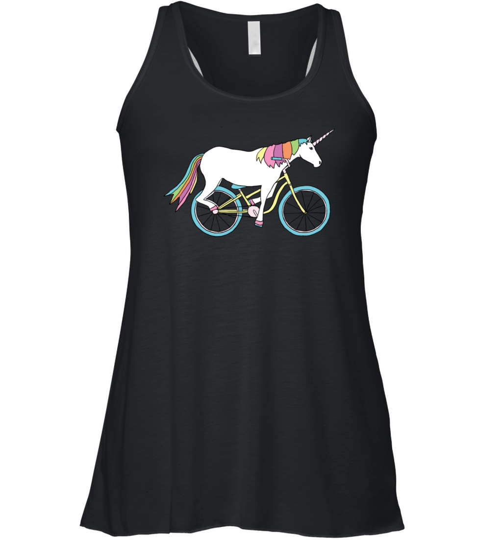 unicorn riding bike Women's Flowy Tank Top