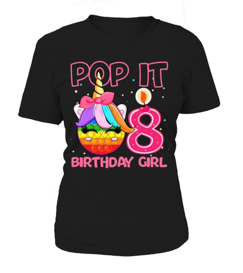 Birthday Girl Pop It 8th Birthday Unicorn Fidget Women's T-Shirt