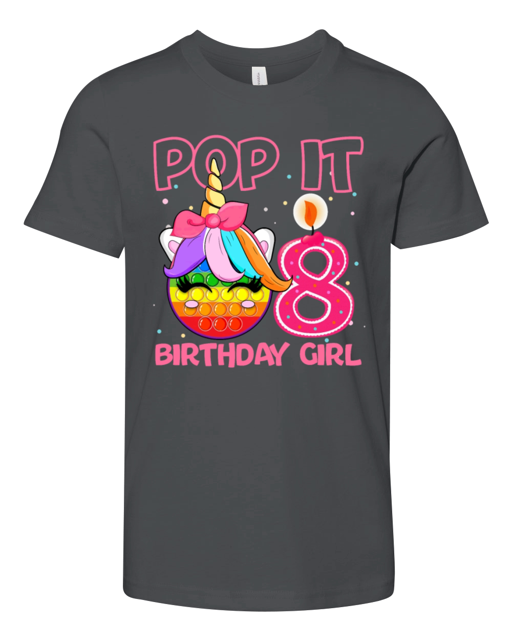 Birthday Girl Pop It 8th Birthday Unicorn Fidget Youth Unisex Jersey Tee