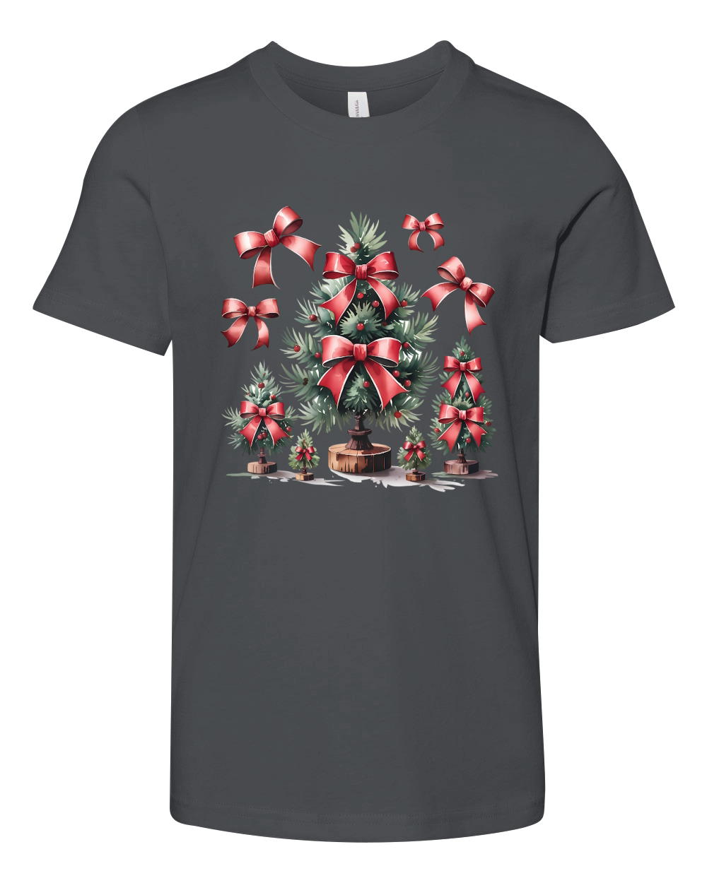 Christmas Bows and Pine Vintage Youth Unisex Jersey Tee