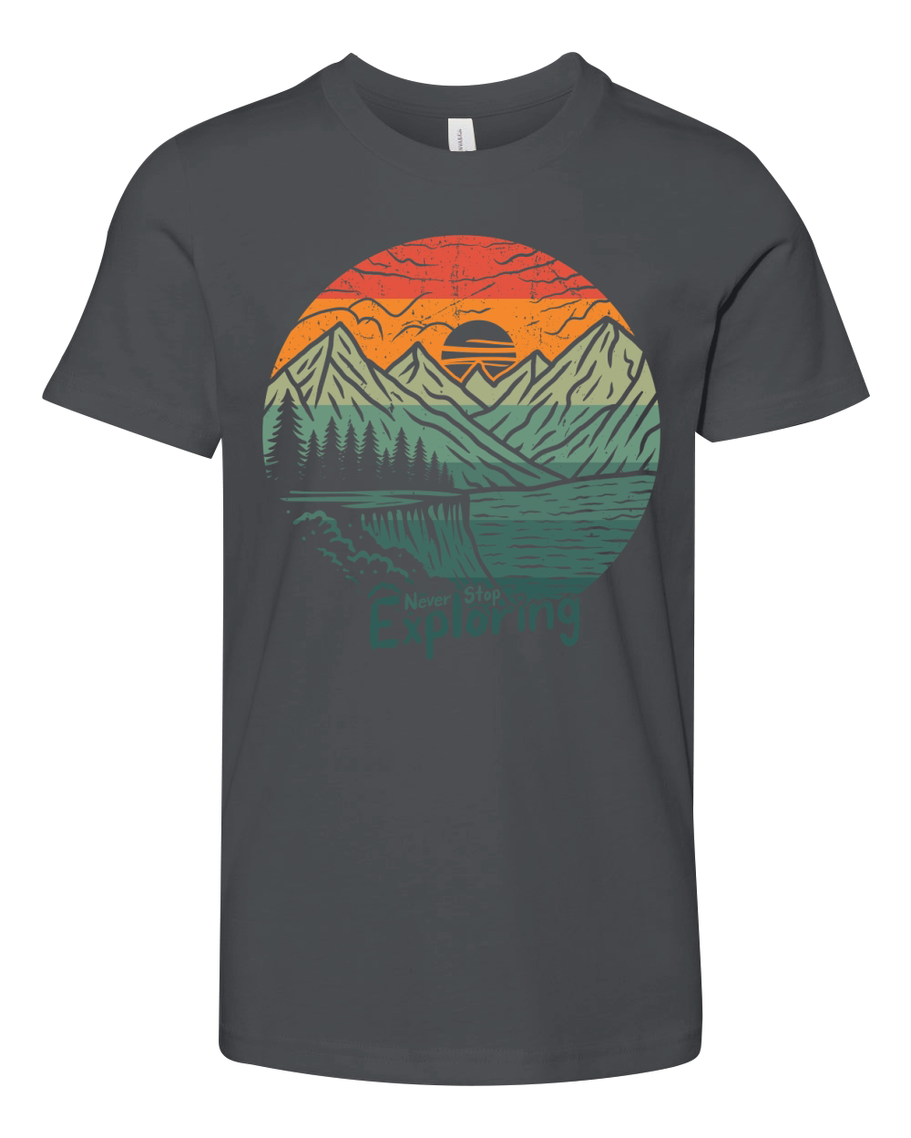 Exploring mountain adventure graphic vector art t shirt design Youth Unisex Jersey Tee