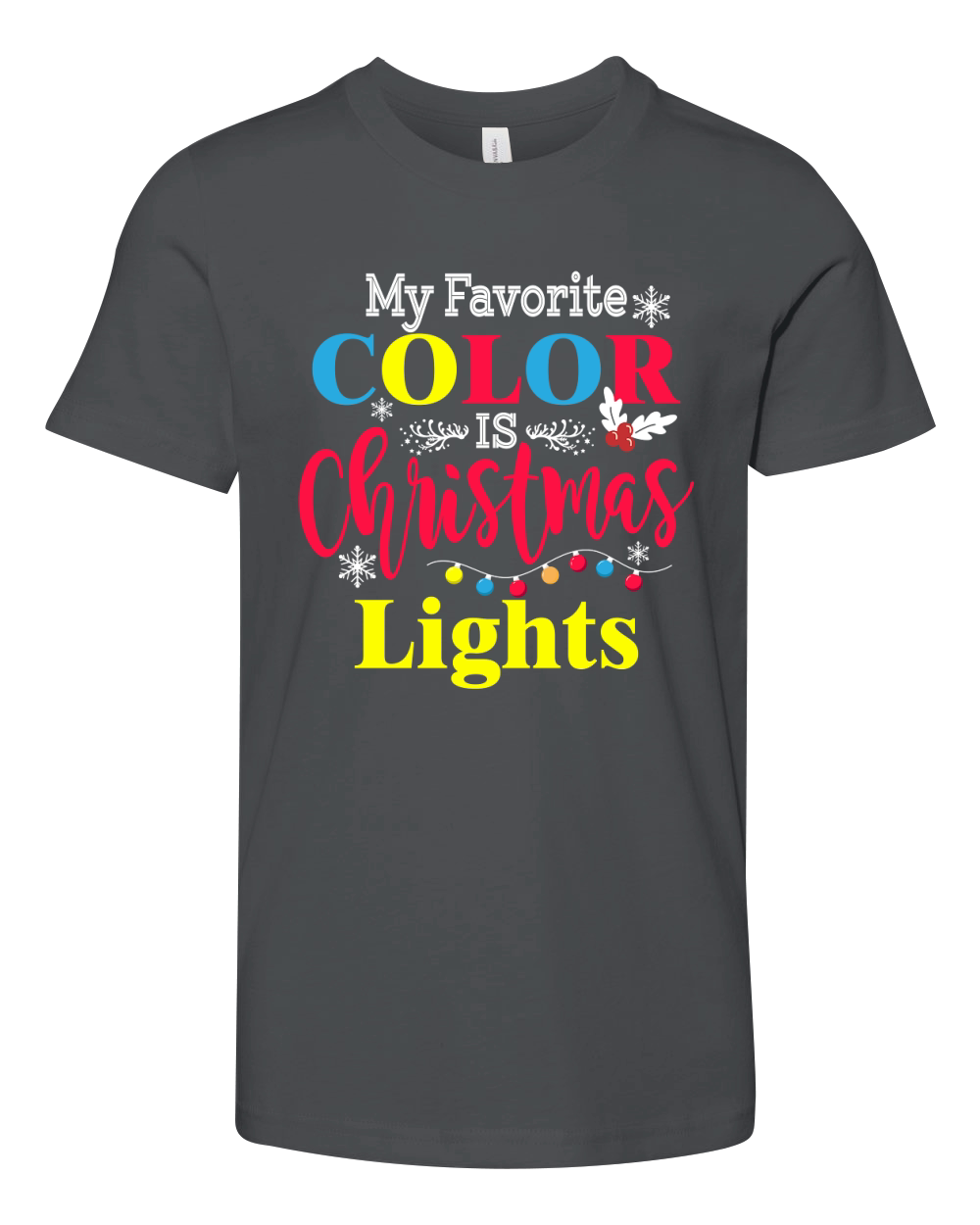 My Favorite Color Is Christmas Lights Youth Unisex Jersey Tee