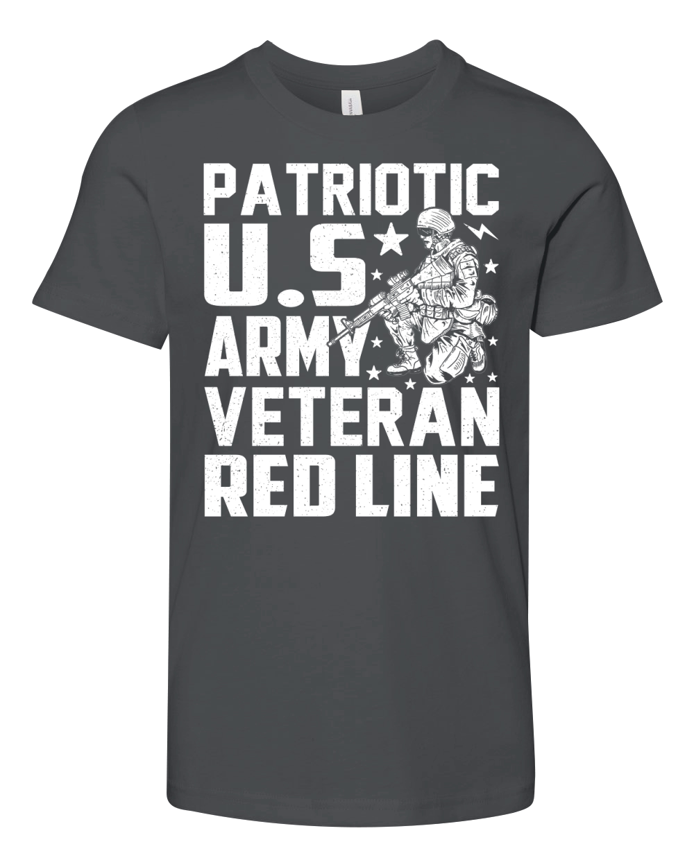 Patriotic U.S Army Veteran Red Line Youth Unisex Jersey Tee