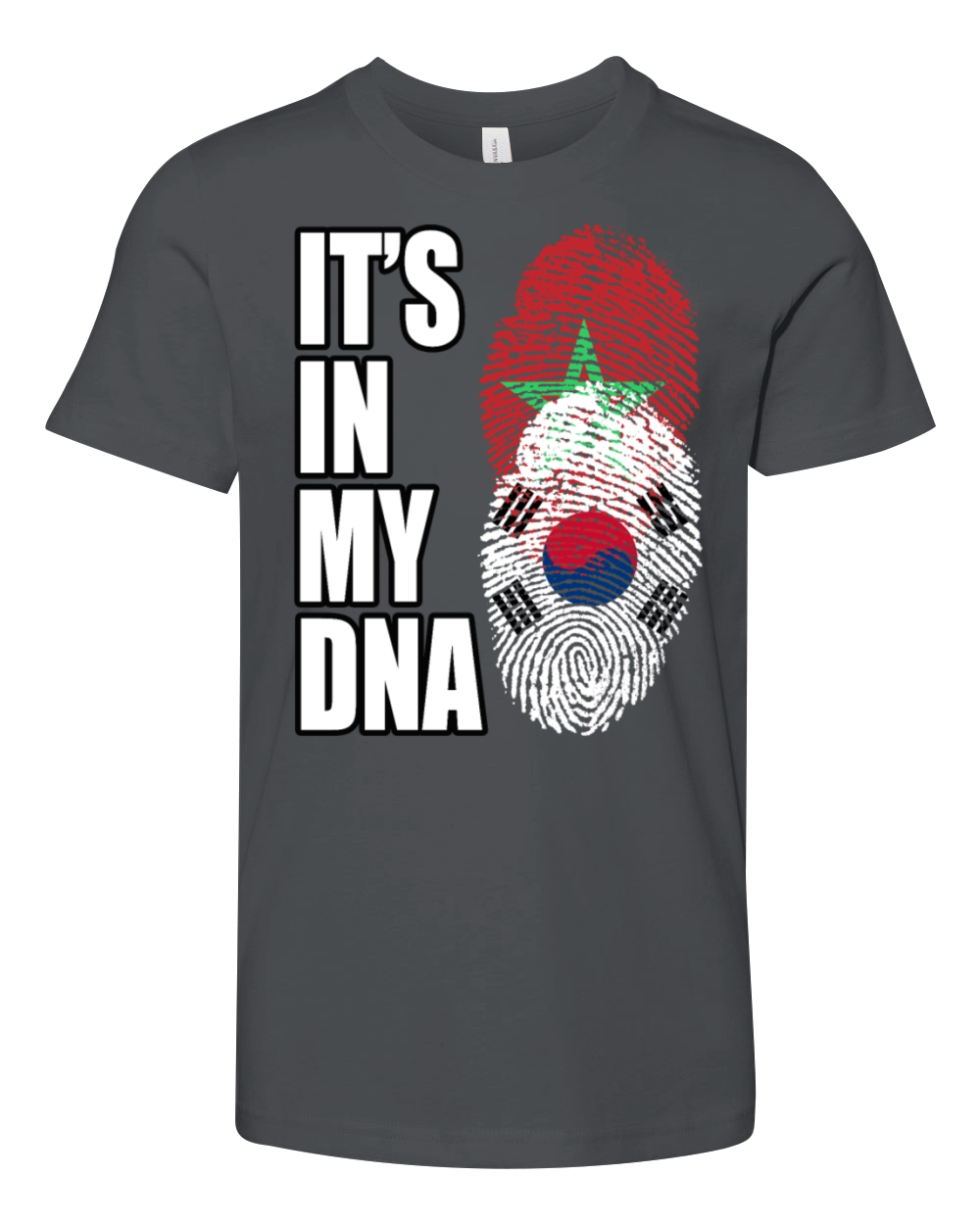 South Korean And Moroccan Mix DNA Flag Heritage Youth Unisex Jersey Tee