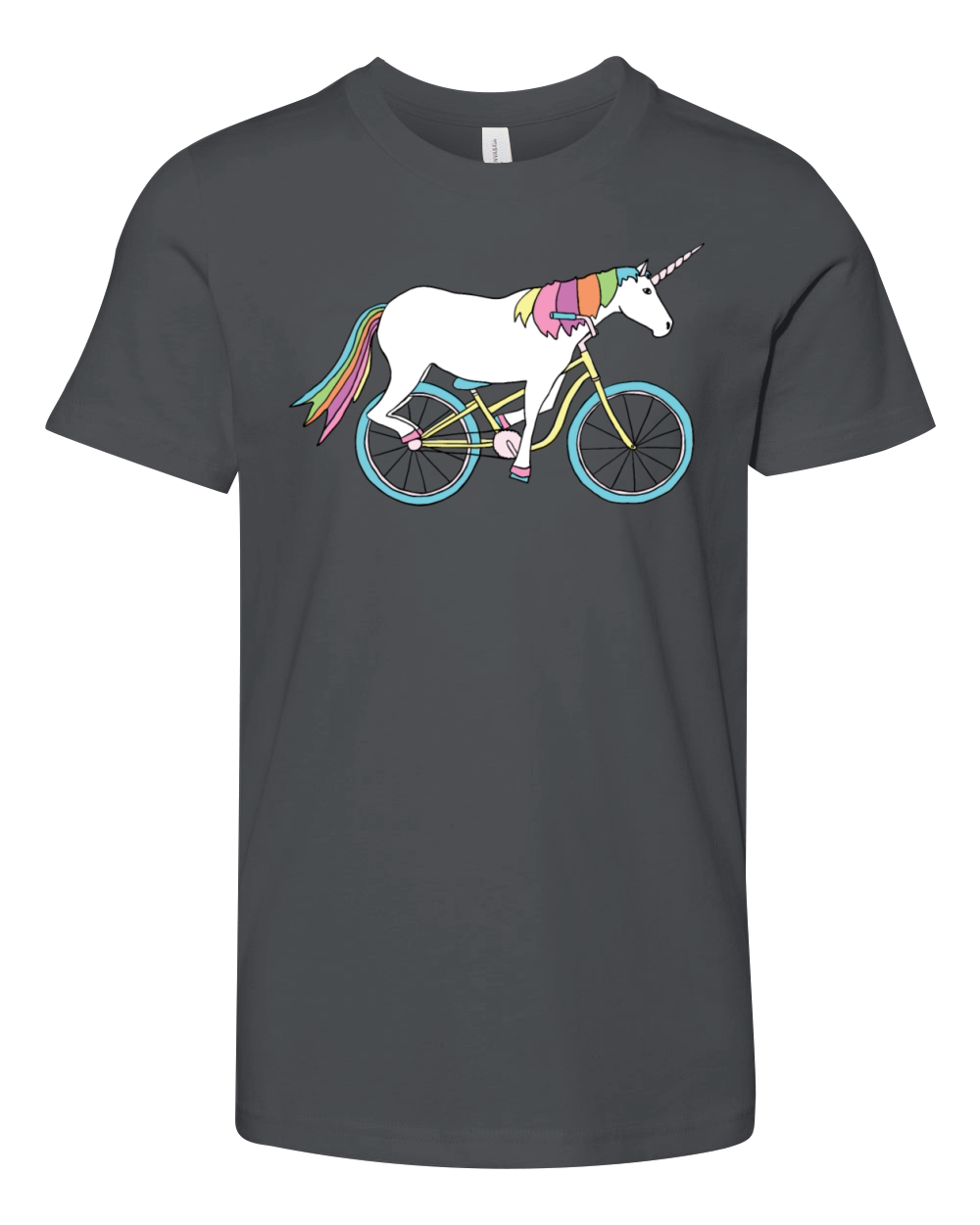 unicorn riding bike Youth Unisex Jersey Tee