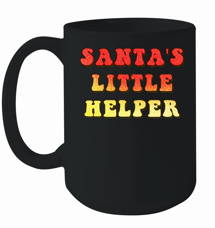 Santas Little Helper  Christmas Color Glitter Ceramic Mug