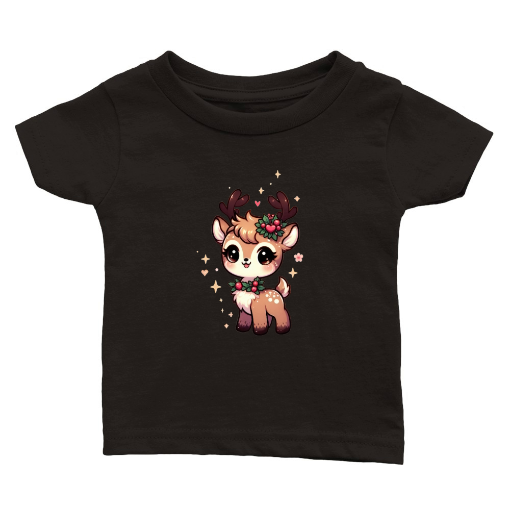 Cute Deer Christmas Watercolor Clipart4 Classic Baby Crewneck T-shirt