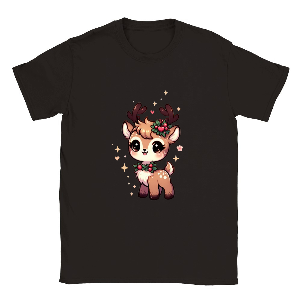 Cute Deer Christmas Watercolor Clipart4 Classic Kids Crewneck T-shirt