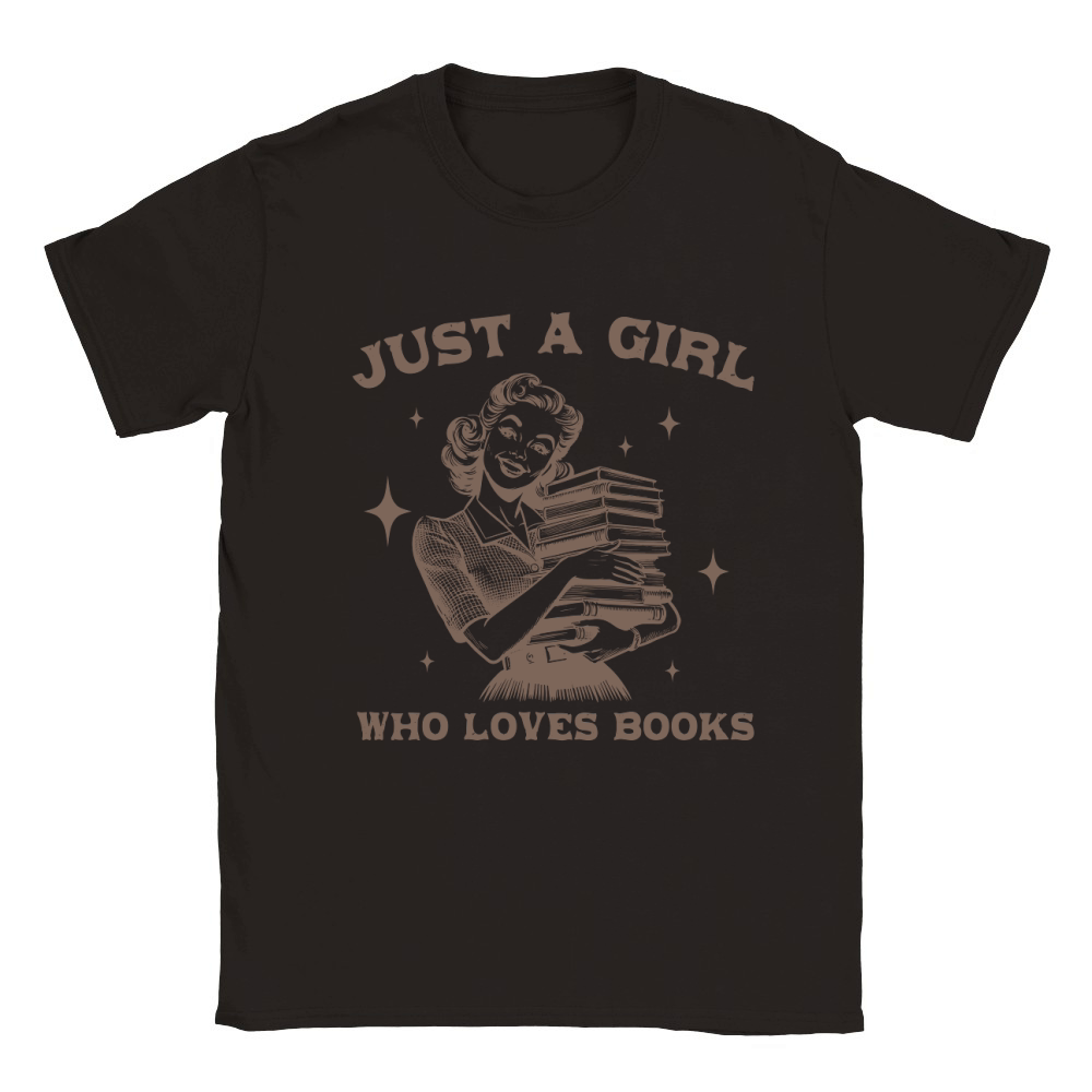 Just A Girl Who Loves Books L Brown Classic Kids Crewneck T-shirt