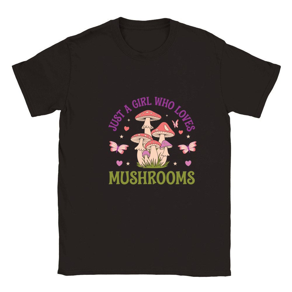 Just A Girl Who Loves Mushrooms Classic Kids Crewneck T-shirt
