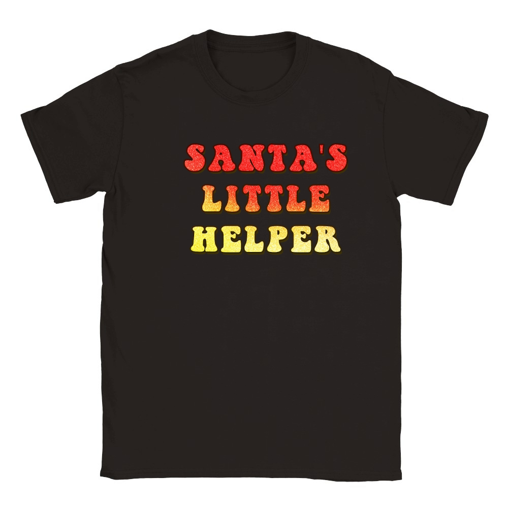 Santas Little Helper  Christmas Color Glitter Classic Kids Crewneck T-shirt