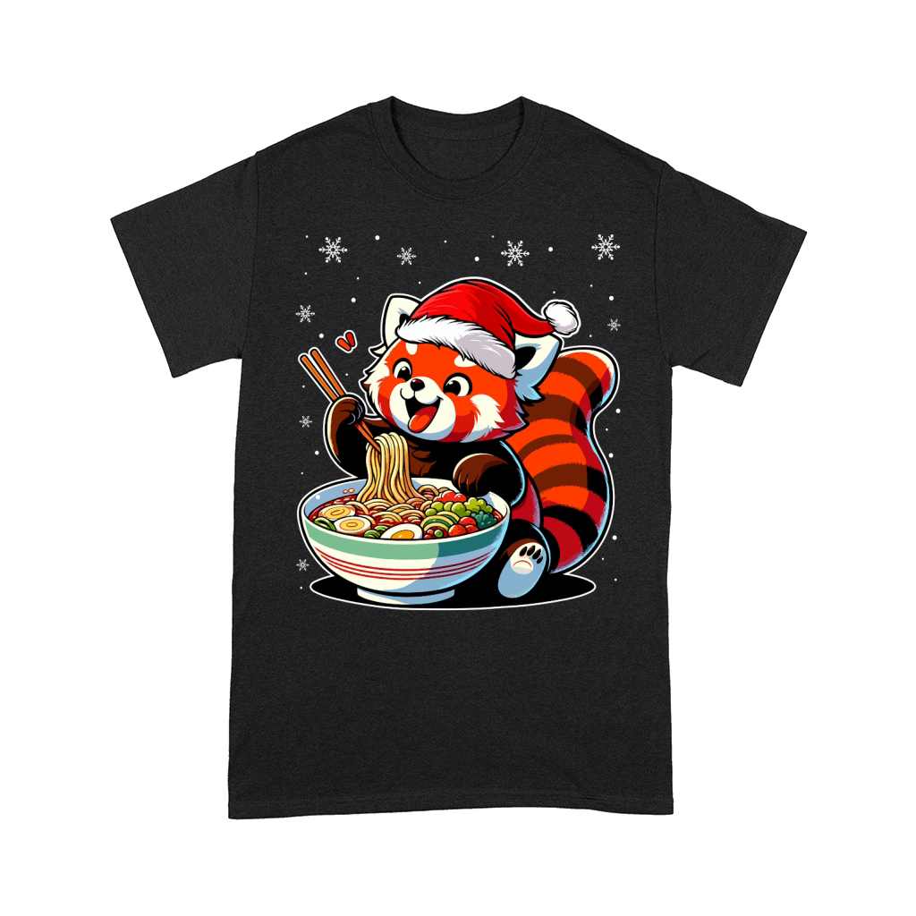 adorable red panda eating ramen wearing santa hat 1 Comfort T-shirt