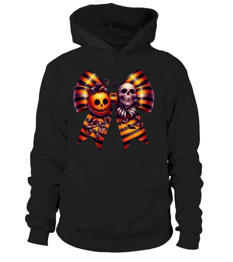 Halloween Movie Stiped Coquette Bow (2) Hoodie Unisex