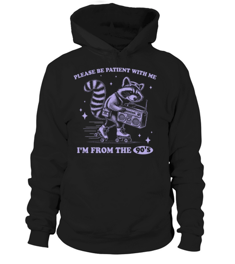 Raccoon 90s Roller Skate Vintage Radio D Retro Violet Hoodie Unisex