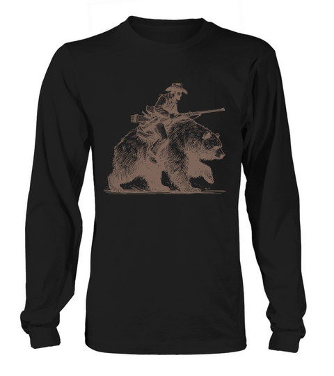 Cowboy Riding Bear L iBrown Long sleeved Unisex