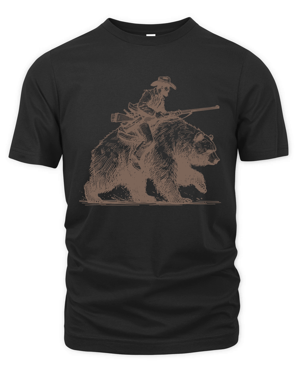 Cowboy Riding Bear L iBrown Organic Unisex T-shirt