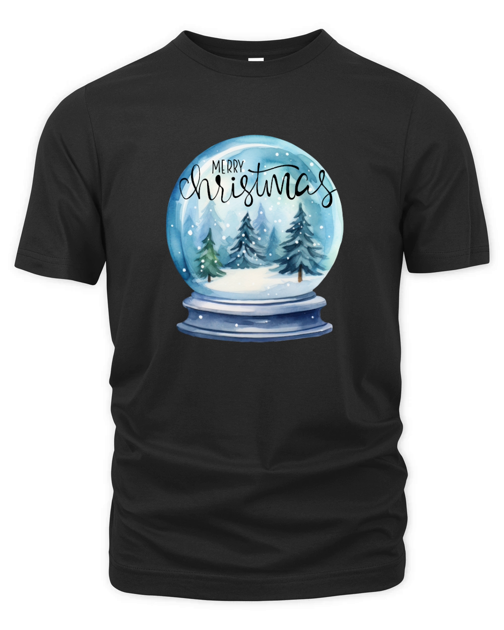 Merry Christmas Blue snowglobe Organic Unisex T-shirt