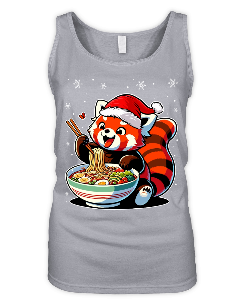 adorable red panda eating ramen wearing santa hat 1 Organic Women's Tank Top