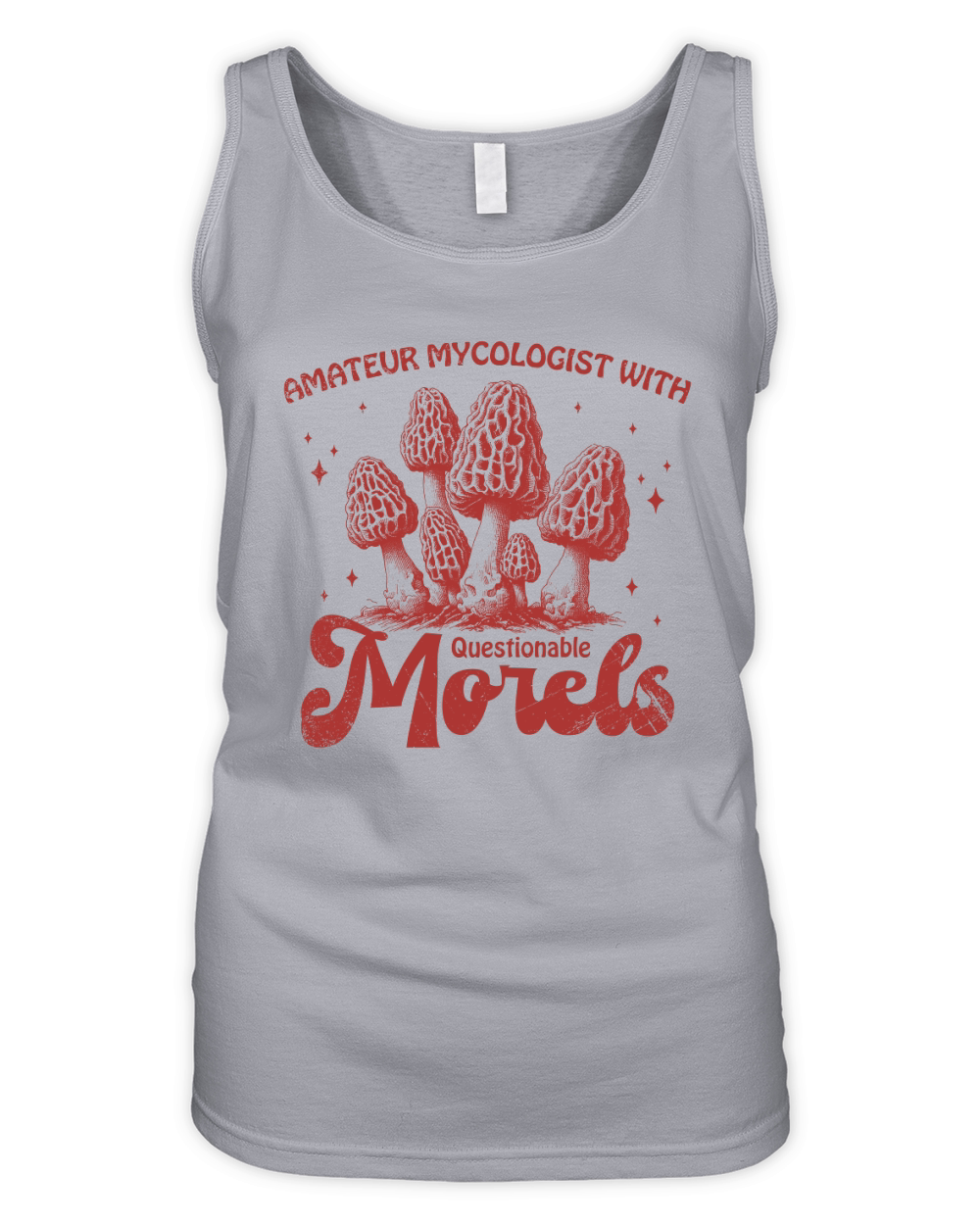 Amateur Mycologist with Morels L Red GR Organic Women's Tank Top