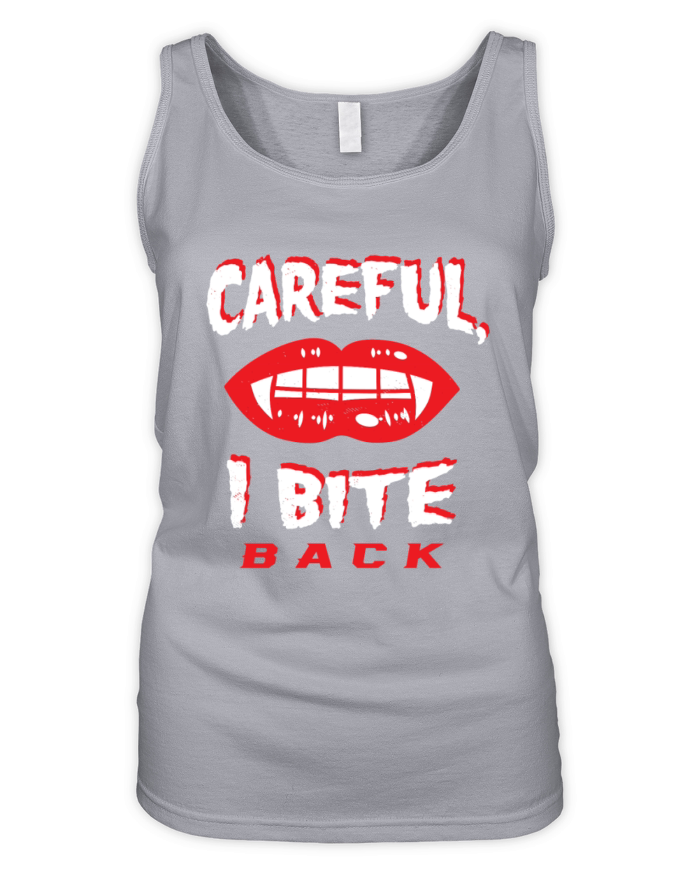 Careful I Bite Back Vampire Fangs Lips Vintage Hal Organic Women's Tank Top