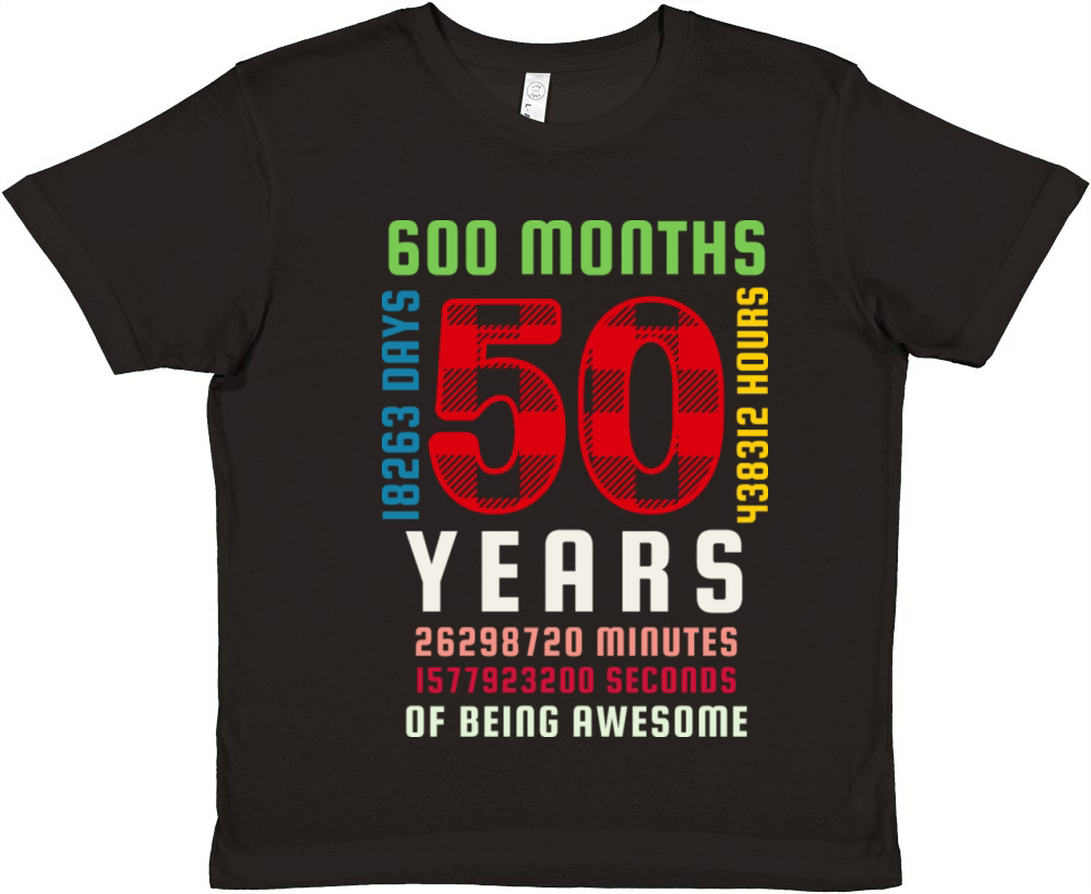 50th Birthday 50 Years Old Vintage 600 Months Premium Kids Crewneck T-shirt