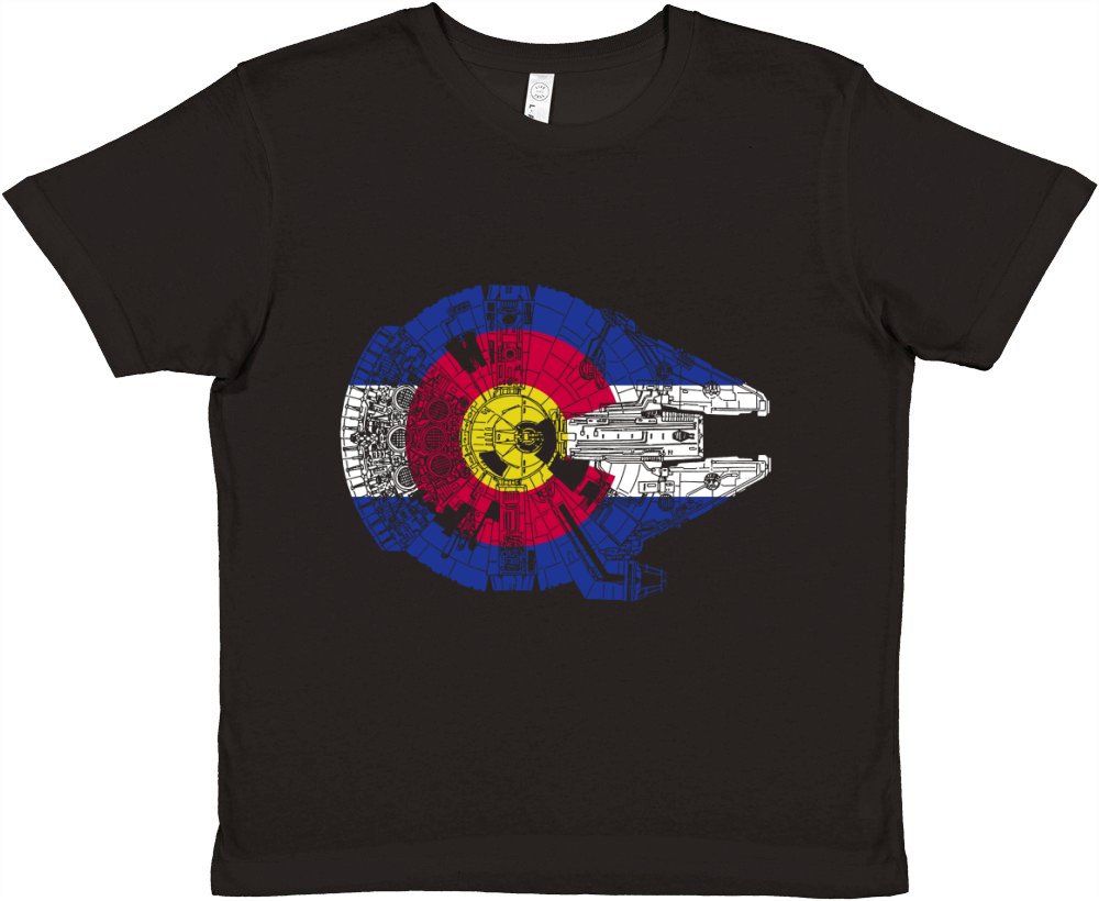 Colorado Flag and The Millennium Falcon Premium Kids Crewneck T-shirt