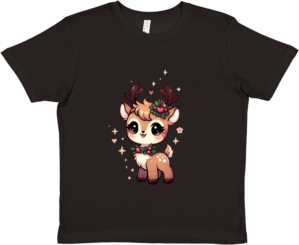 Cute Deer Christmas Watercolor Clipart4 Premium Kids Crewneck T-shirt