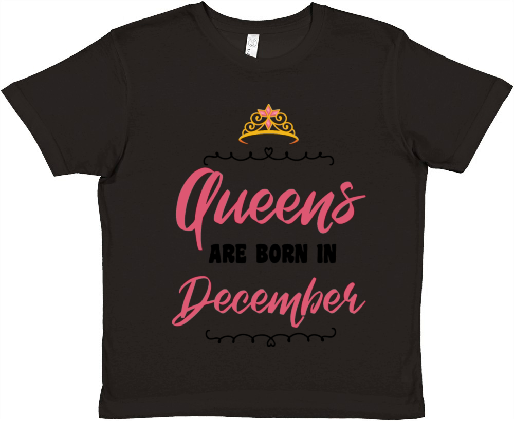 Queens Are Born In December - Birthday Gift Premium Kids Crewneck T-shirt