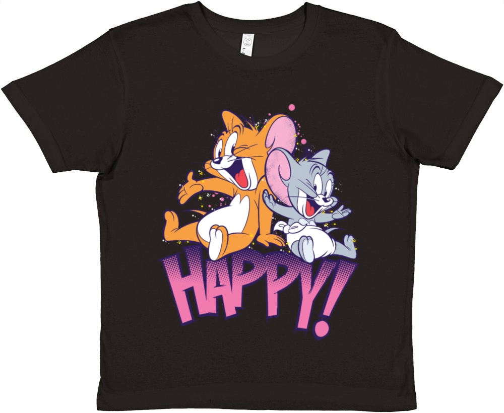 Tom and Jerry Happy Premium Kids Crewneck T-shirt