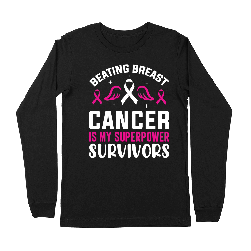 Beating breast cancer is my superpower survivors Premium Long Sleeve