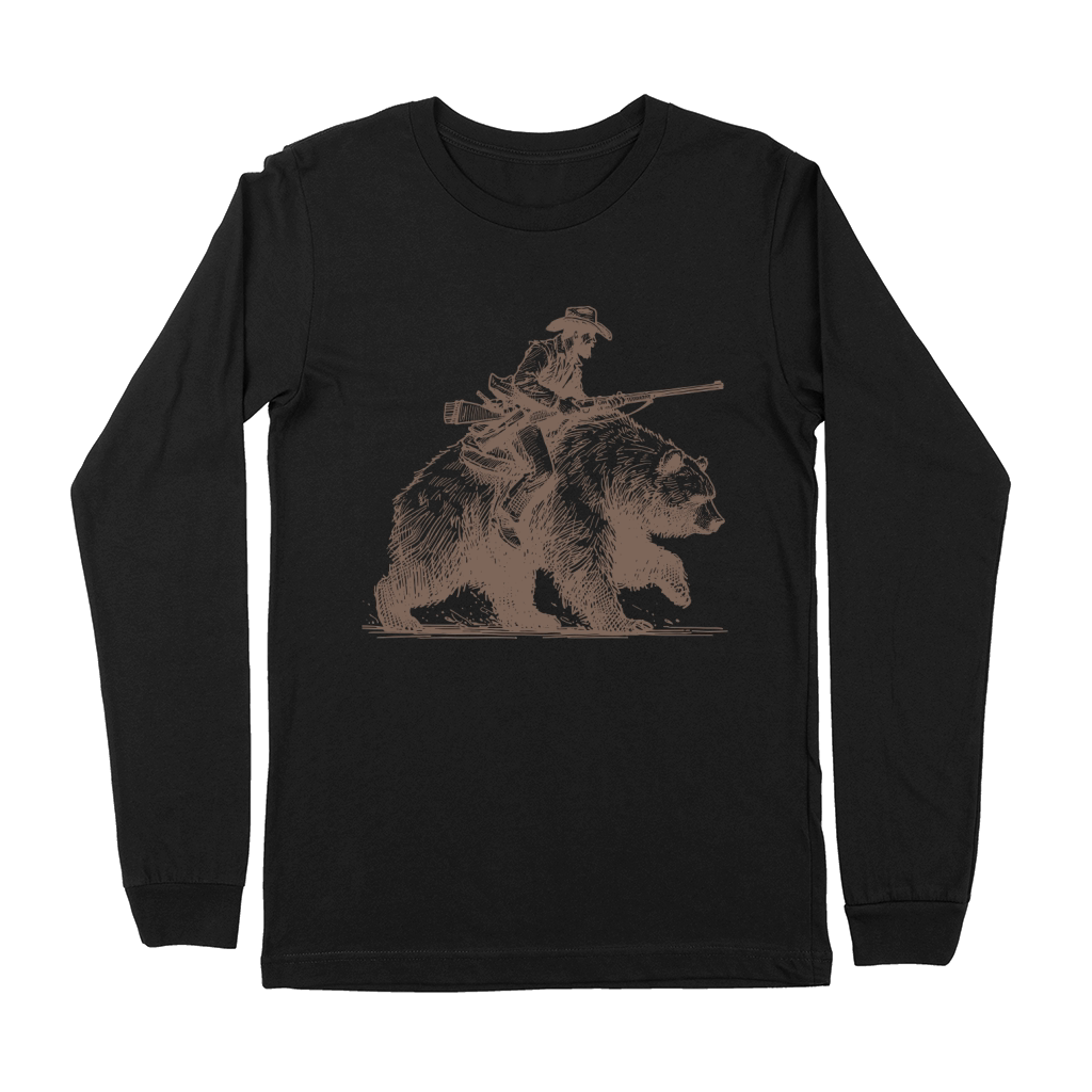 Cowboy Riding Bear L iBrown Premium Long Sleeve