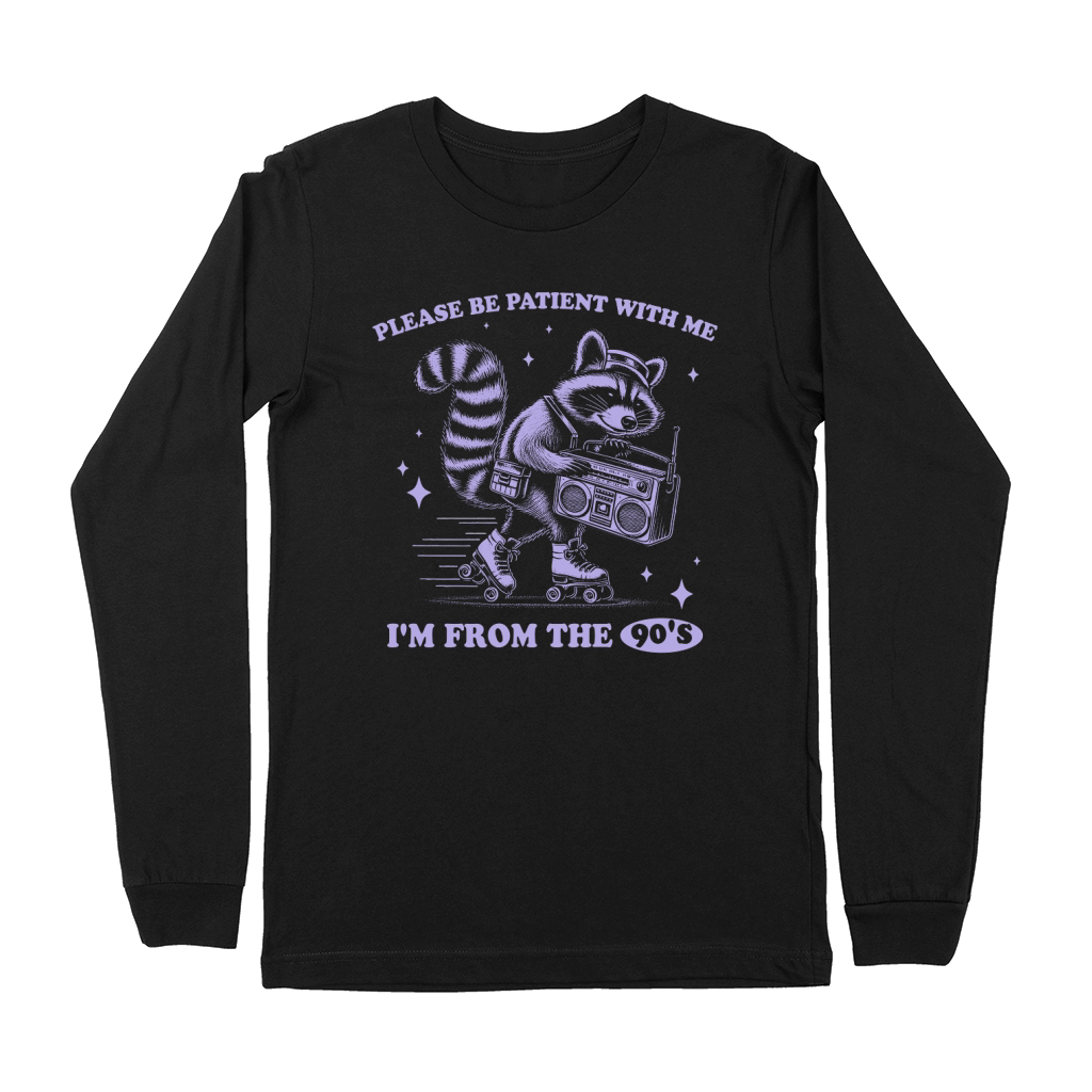 Raccoon 90s Roller Skate Vintage Radio D Retro Violet Premium Long Sleeve