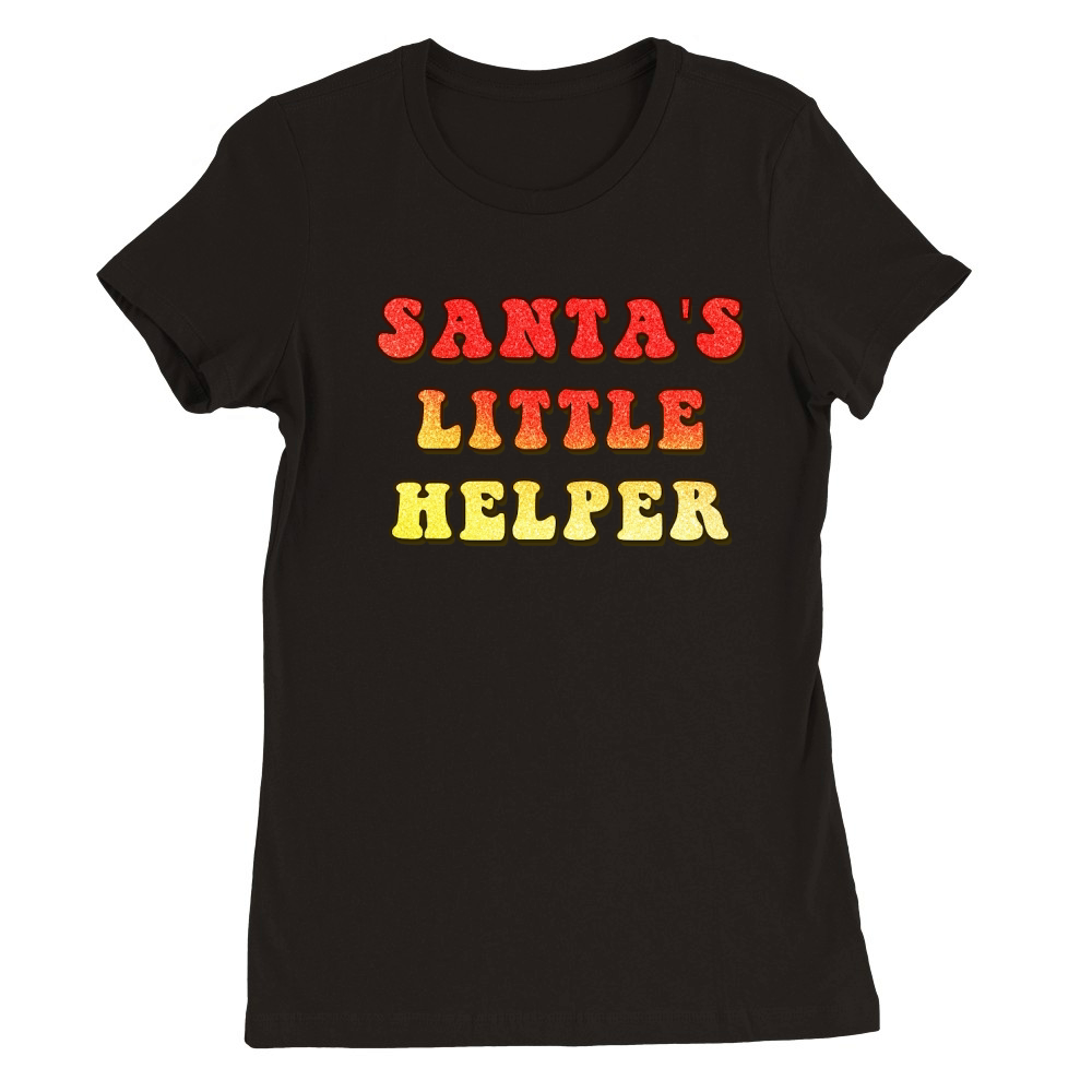 Santas Little Helper  Christmas Color Glitter Premium Womens Crewneck T-shirt