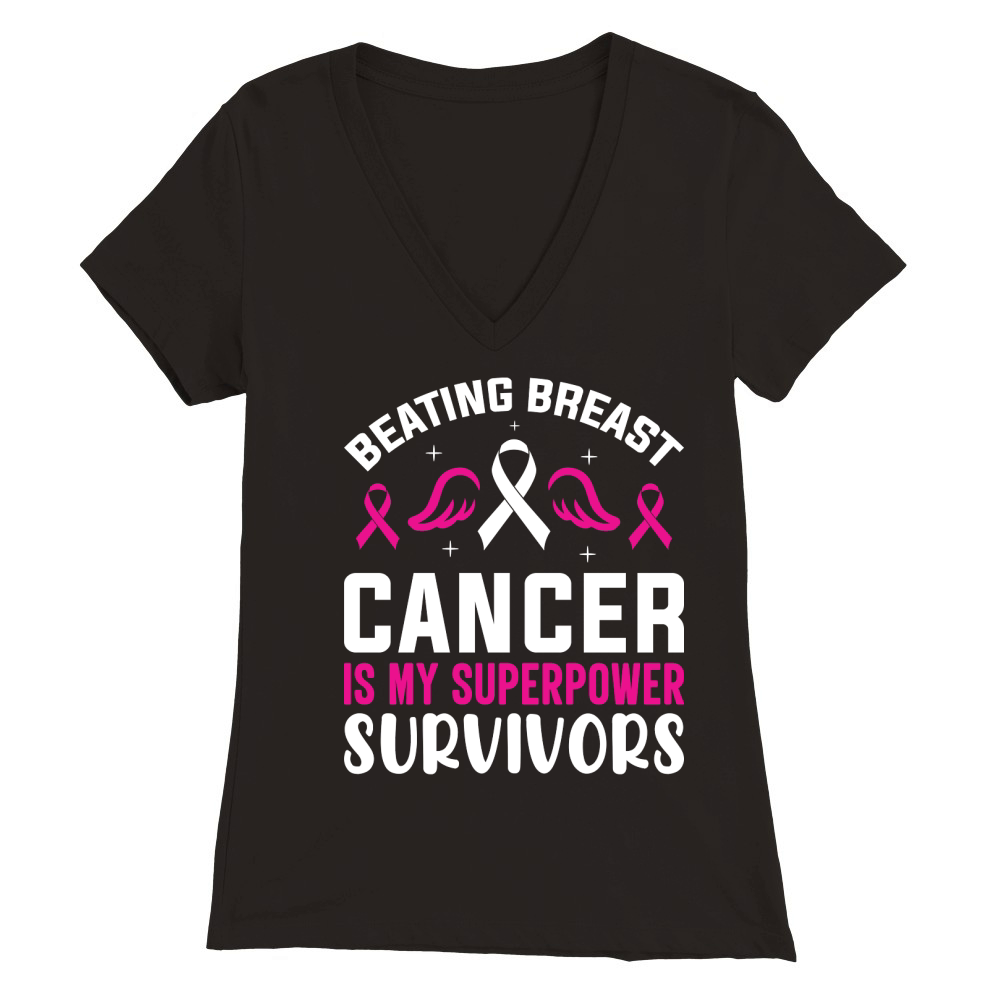 Beating breast cancer is my superpower survivors Premium Womens V-Neck T-shirt
