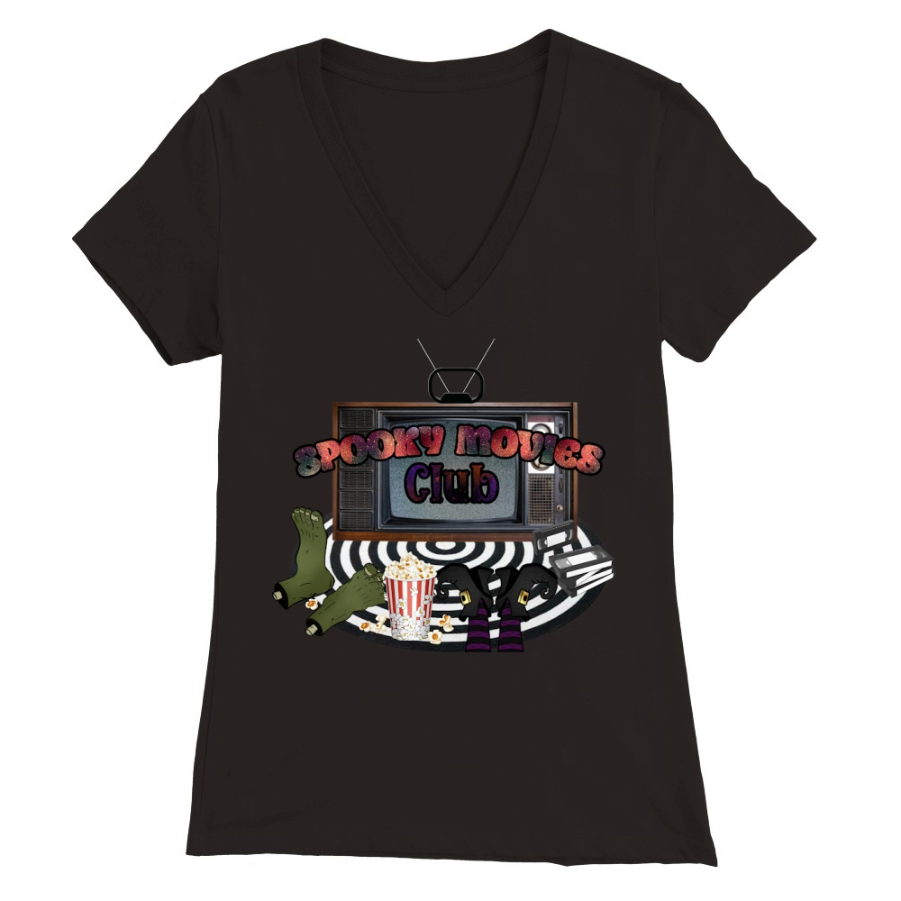 Spooky Movies Club Premium Womens V-Neck T-shirt