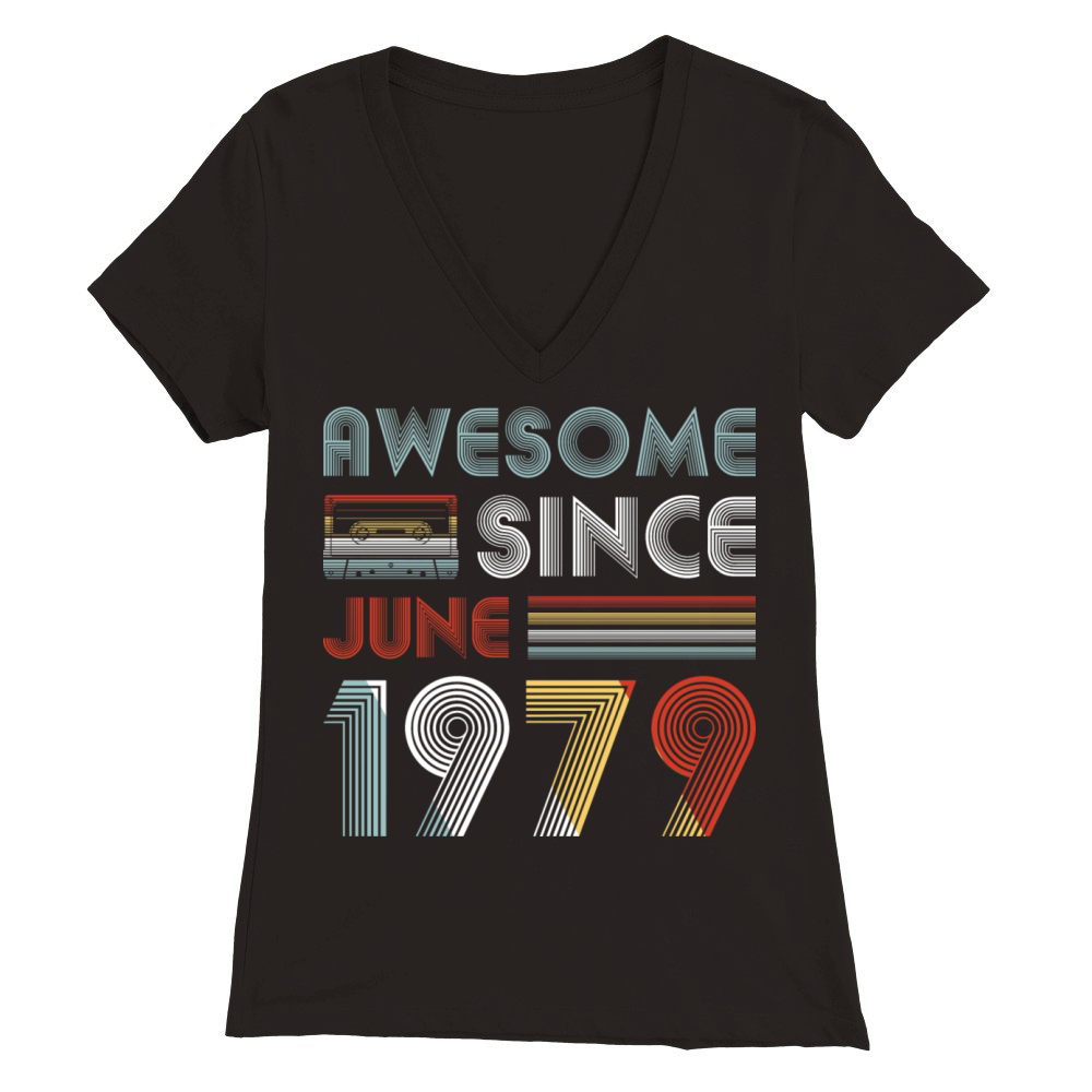 Vintage Awesome Since June 1979 40th Birthday Premium Womens V-Neck T-shirt