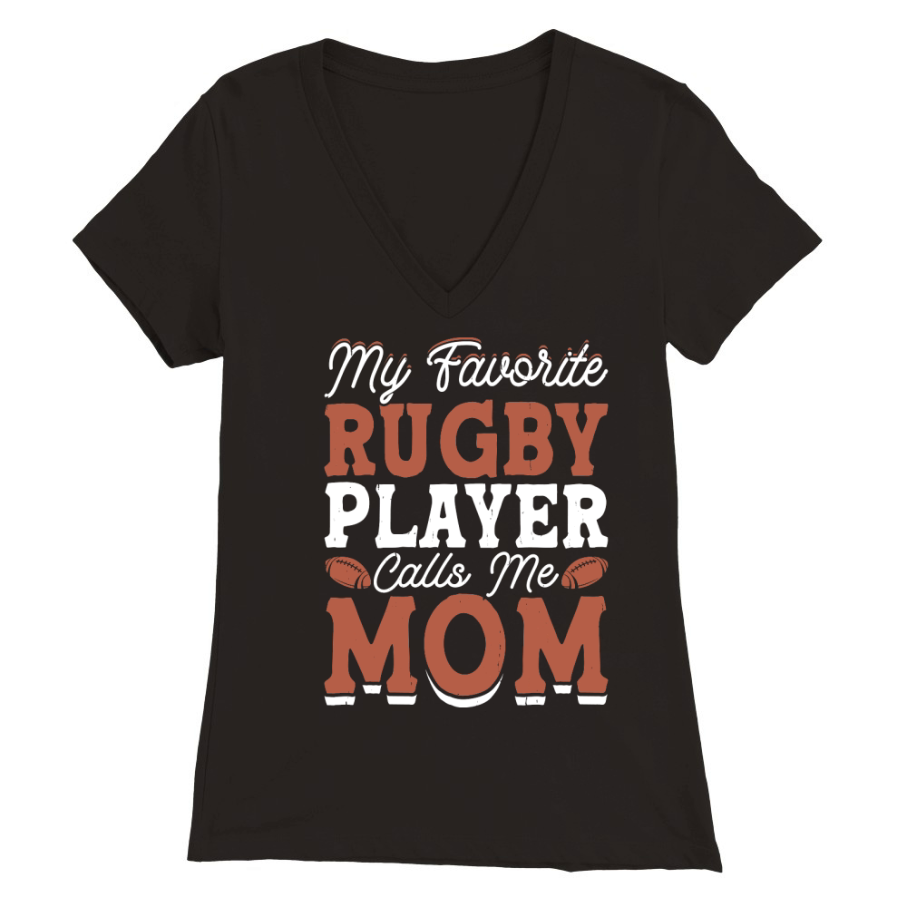 Vintage Rugby Player player Calls Me Mom 2 Premium Womens V-Neck T-shirt