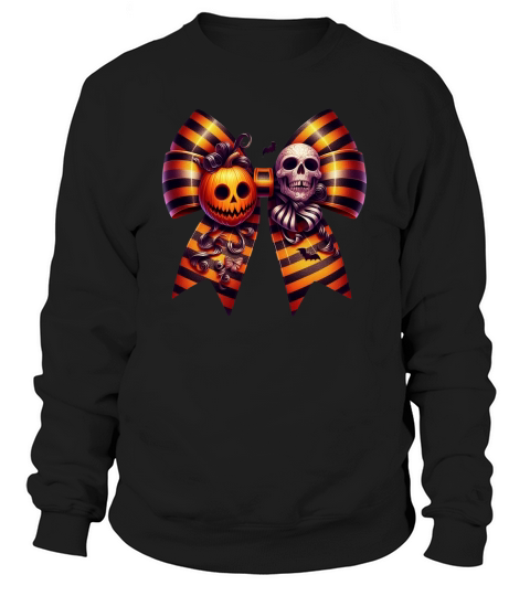 Halloween Movie Stiped Coquette Bow (2) Sweatshirt Unisex