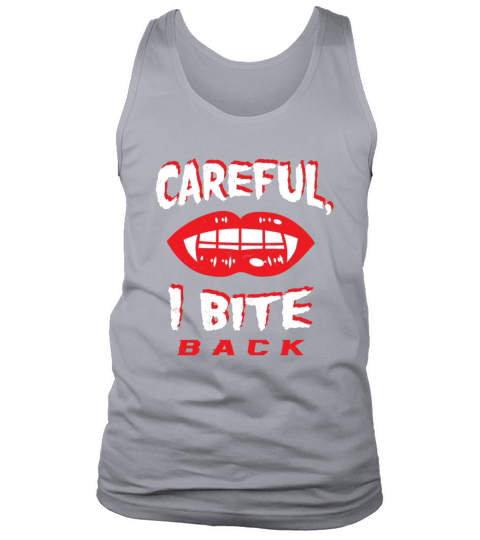 Careful I Bite Back Vampire Fangs Lips Vintage Hal Tank Top Unisex