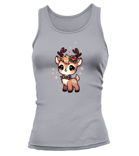 Cute Deer Christmas Watercolor Clipart4 Tank top Woman