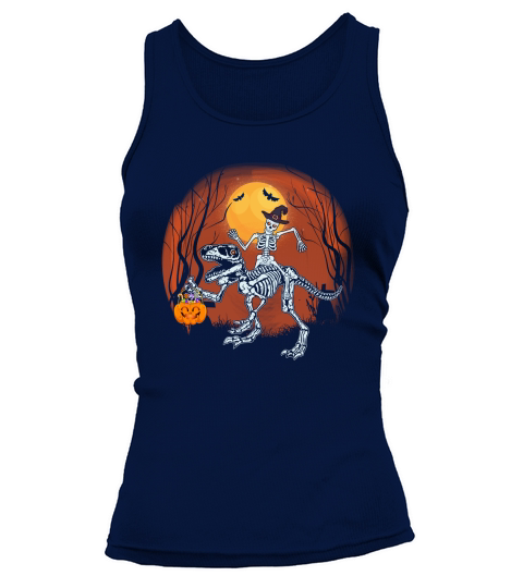 t rex skeleton halloween pumpkin Tank top Woman